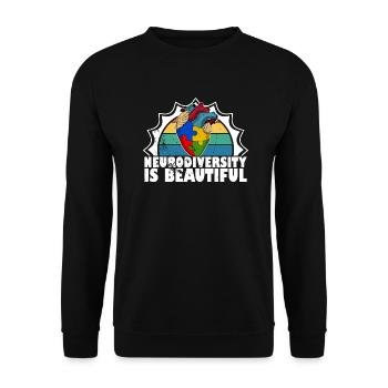 Neurodiversity is beautiful Autismus-Puzzleteil - Unisex Pullover - Schwarz - Vorne - Alina (178cm) & Michal (187cm)