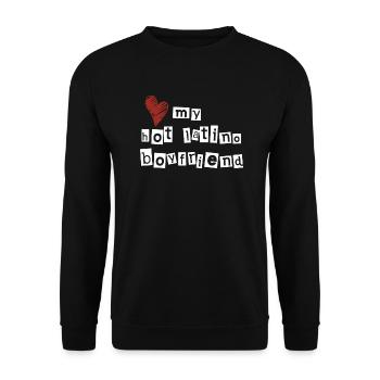 Love my hot latino boyfriend - Unisex Pullover - Schwarz - Vorne - Alina (178cm) & Michal (187cm)