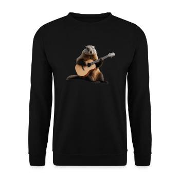 Marmot Musiker Gitarre - Unisex Pullover - Schwarz - Vorne - Alina (178cm) & Michal (187cm)