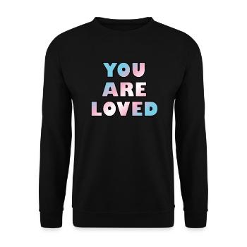 Trans-Jugendliche werden geliebt - Unisex Pullover - Schwarz - Vorne - Alina (178cm) & Michal (187cm)