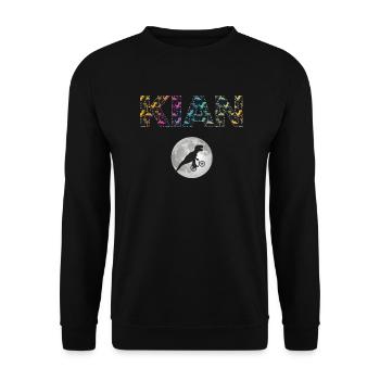 KIAN - Schöner Jungen Name mit Dinosaurier - Unisex Pullover - Schwarz - Vorne - Alina (178cm) & Michal (187cm)