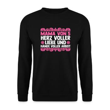 Mom of 5 children - Unisex Sweatshirt - black - Front - Alina (178cm) & Michal (187cm)