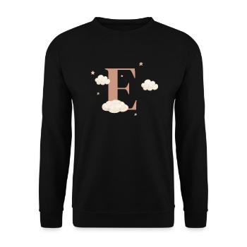 Buchstabe e bewölkt Sterne - Unisex Pullover - Schwarz - Vorne - Alina (178cm) & Michal (187cm)