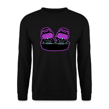 2 DJ Eulen Mischpult Musik auflegen Club Party Duo - Unisex Pullover - Schwarz - Vorne - Alina (178cm) & Michal (187cm)