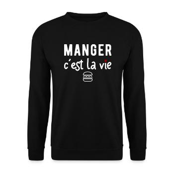 Manger cadeau humour - Sweat-shirt Unisexe - noir - Devant - Alina (178cm) & Michal (187cm)