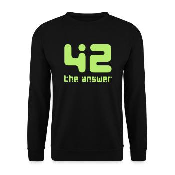 42, die Antwort Galaxis Science Fiction UFO Rakete - Unisex Pullover - Schwarz - Vorne - Alina (178cm) & Michal (187cm)