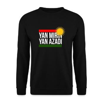 yan mirin yan azadi - Unisex Pullover - Schwarz - Vorne - Alina (178cm) & Michal (187cm)