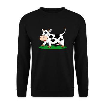 Kuh Tier Lustig Geschenk Geschenkidee - Unisex Pullover - Schwarz - Vorne - Alina (178cm) & Michal (187cm)