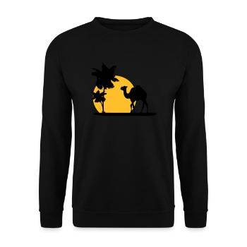 Camel - Kamel - Dromedar - Unisex Pullover - Schwarz - Vorne - Alina (178cm) & Michal (187cm)