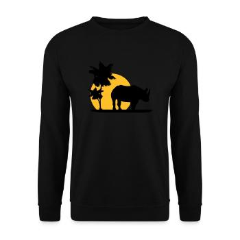 Nashorn - Afrika - Rhino - Africa - Unisex Pullover - Schwarz - Vorne - Alina (178cm) & Michal (187cm)
