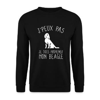 J'peux pas / Beagle / Chien de chasse humour drôle - Sweat-shirt Unisexe - noir - Devant - Alina (178cm) & Michal (187cm)