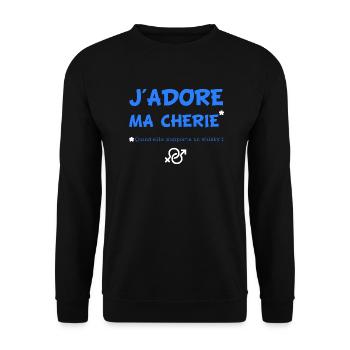 T shirt humour, couple, j'adore ma chérie. - Sweat-shirt Unisexe - noir - Devant - Alina (178cm) & Michal (187cm)