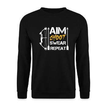 Aim Shoot Swear Repeat Archery Gift Hobby - Unisex Sweatshirt - black - Front - Alina (178cm) & Michal (187cm)