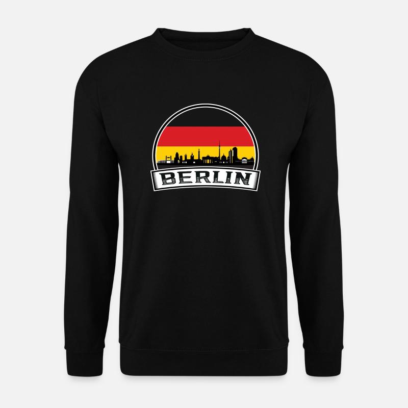Berlin Berliner Skyline Retro Sun Schriftzug - Unisex Pullover - Schwarz