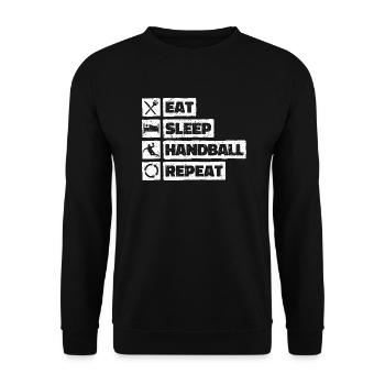 Eat Sleep Handball Repeat retro vintage teamsport - Unisex Sweatshirt - black - Front - Alina (178cm) & Michal (187cm)