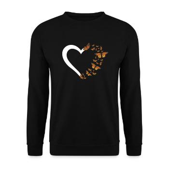 Entomologie Asclépiade Monarque Papillon Forme du cœur - Sweat-shirt Unisexe - noir - Devant - Alina (178cm) & Michal (187cm)