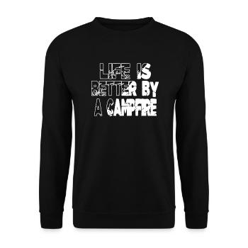 present quote geek motor home happy camping hoodie - Unisex Sweatshirt - black - Front - Alina (178cm) & Michal (187cm)