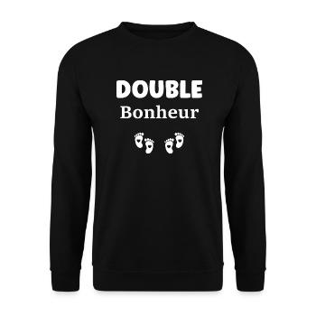 Double bonheur - Sweat-shirt Unisexe - noir - Devant - Alina (178cm) & Michal (187cm)