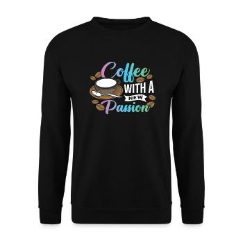 Coffee with a new Passion - Unisex Pullover - Schwarz - Vorne - Alina (178cm) & Michal (187cm)