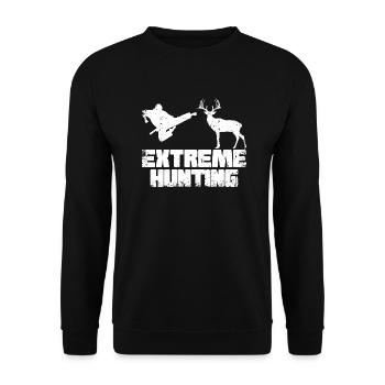 Funny Extreme Hunting Deer Karate | Karate Martial - Unisex Sweatshirt - black - Front - Alina (178cm) & Michal (187cm)