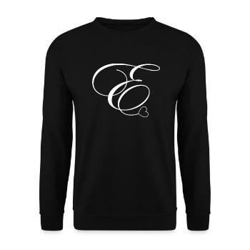 Buchstabe e Kalligraphie Herz - Unisex Pullover - Schwarz - Vorne - Alina (178cm) & Michal (187cm)