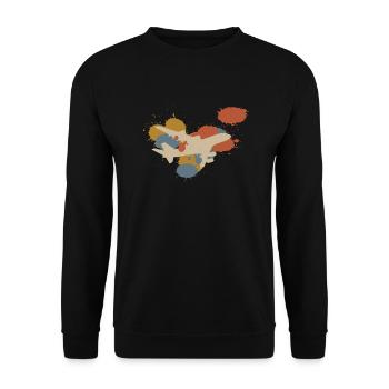 Flugzeug Pilot Retro - Unisex Pullover - Schwarz - Vorne - Alina (178cm) & Michal (187cm)