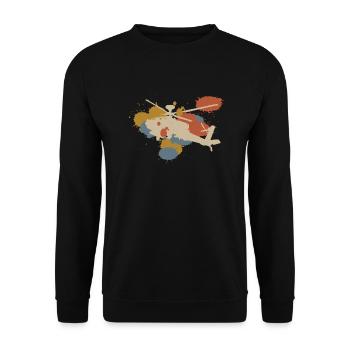Hubschrauber Helikopter Retro Bunt - Unisex Pullover - Schwarz - Vorne - Alina (178cm) & Michal (187cm)