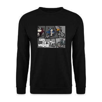 S51, Habicht, Sperber, KR51/1 // Gut zu Vögeln - Unisex Pullover - Schwarz - Vorne - Alina (178cm) & Michal (187cm)