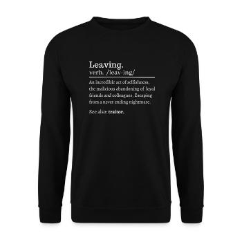 Kollege verlassen - Unisex Pullover - Schwarz - Vorne - Alina (178cm) & Michal (187cm)