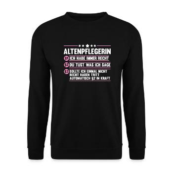 Pflege Pflegekraft AltenPflegerinin - Unisex Pullover - Schwarz - Vorne - Alina (178cm) & Michal (187cm)