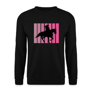 Retro Pferde Design - Unisex Pullover - Schwarz - Vorne - Alina (178cm) & Michal (187cm)