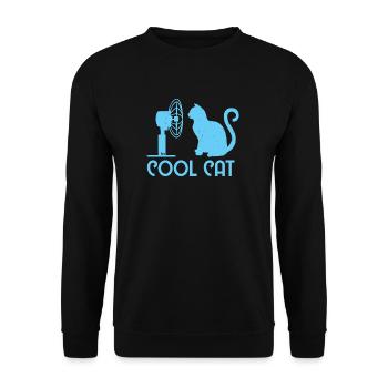 Cool Cat / Katze Bo-Grafik - Unisex Pullover - Schwarz - Vorne - Alina (178cm) & Michal (187cm)