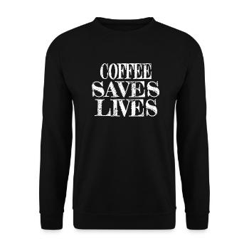 drink addicted cappuccino present birthday tired - Unisex Pullover - Schwarz - Vorne - Alina (178cm) & Michal (187cm)