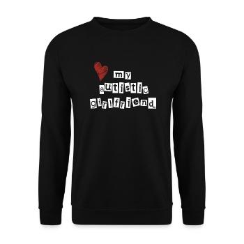 Love my autistic girlfriend - Unisex Sweatshirt - black - Front - Alina (178cm) & Michal (187cm)