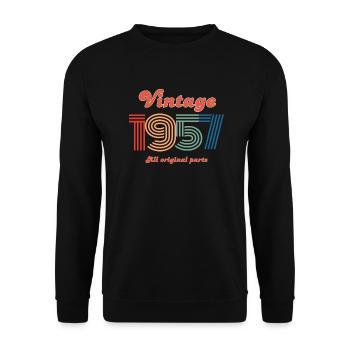 Baujahrgang 1957, alle Originalteile - Unisex Pullover - Schwarz - Vorne - Alina (178cm) & Michal (187cm)