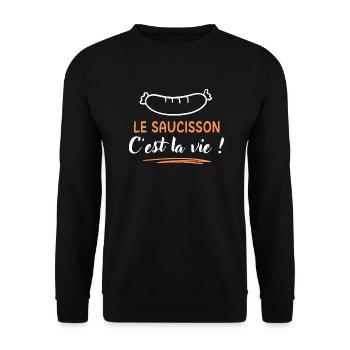 Le saucisson c'est la vie - Sweat-shirt Unisexe - noir - Devant - Alina (178cm) & Michal (187cm)
