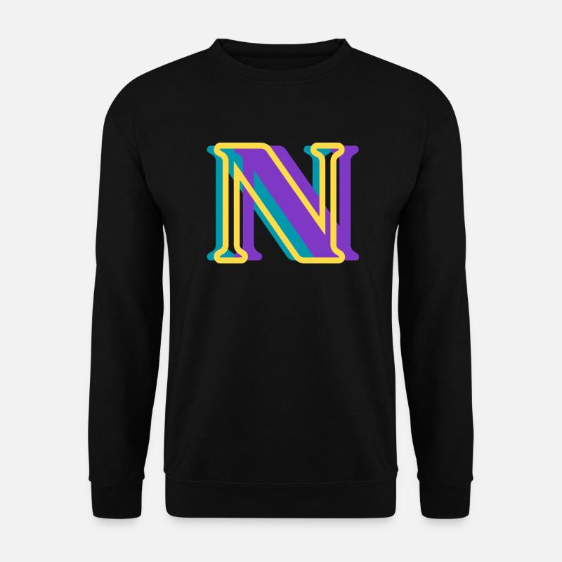 Mehrfarbiger Buchstabe n - Unisex Pullover - Schwarz