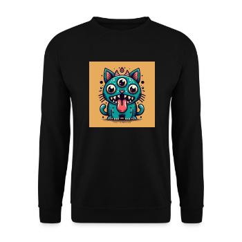 chats mignons monstre manga japon asie look rétro - Sweat-shirt Unisexe - noir - Devant - Alina (178cm) & Michal (187cm)