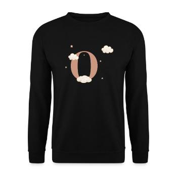 Lettre o nuages étoiles - Sweat-shirt Unisexe - noir - Devant - Alina (178cm) & Michal (187cm)