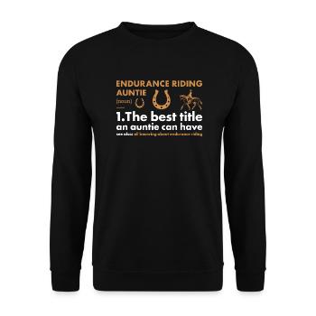 Rider Auntie Definition Endurance Riding - Unisex Pullover - Schwarz - Vorne - Alina (178cm) & Michal (187cm)