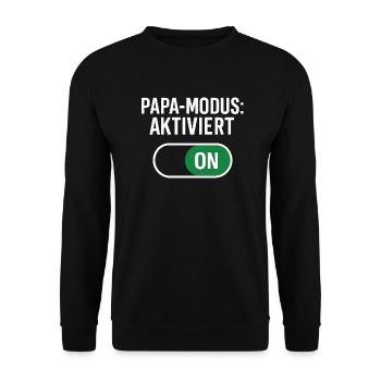Papa-Modus aktiviert - Dad-Mode:ON - Unisex Pullover - Schwarz - Vorne - Alina (178cm) & Michal (187cm)