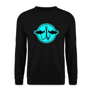 Fishing Symbol Fish Hook - Unisex Sweatshirt - black - Front - Alina (178cm) & Michal (187cm)