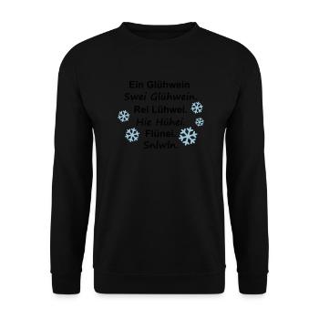 ein Glühwein swei Schneeflocke - Unisex Pullover - Schwarz - Vorne - Alina (178cm) & Michal (187cm)