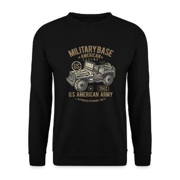 JEEP MILITAIRE OFFROAD - Design L'armée américaine Jeep shirt - Sweat-shirt Unisexe - noir - Devant - Alina (178cm) & Michal (187cm)