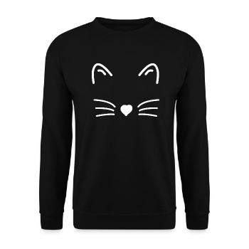cat face - Unisex Sweatshirt - black - Front - Alina (178cm) & Michal (187cm)