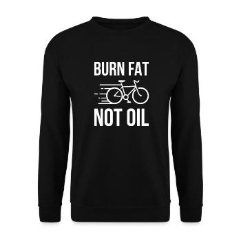 Burn Fat not Oil Fahrrad Umweltschutz Geschenk - Unisex Pullover - Schwarz - Vorne - Alina (178cm) & Michal (187cm)