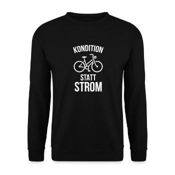 Kondition statt Strom Fahrrad Geschenk - Unisex Pullover - Schwarz - Vorne - Alina (178cm) & Michal (187cm)