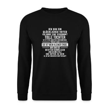 Gluecklicher Vater einer Tochter Vatertag Geschenk - Unisex Pullover - Schwarz - Vorne - Alina (178cm) & Michal (187cm)