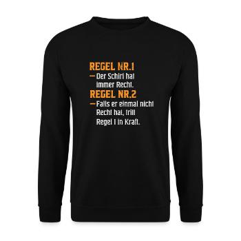 Der Schiri hat immer Recht Geschenk - Unisex Pullover - Schwarz - Vorne - Alina (178cm) & Michal (187cm)