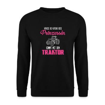 Vergiss die Kutsche Prinzessin Traktor Geschenk - Unisex Pullover - Schwarz - Vorne - Alina (178cm) & Michal (187cm)